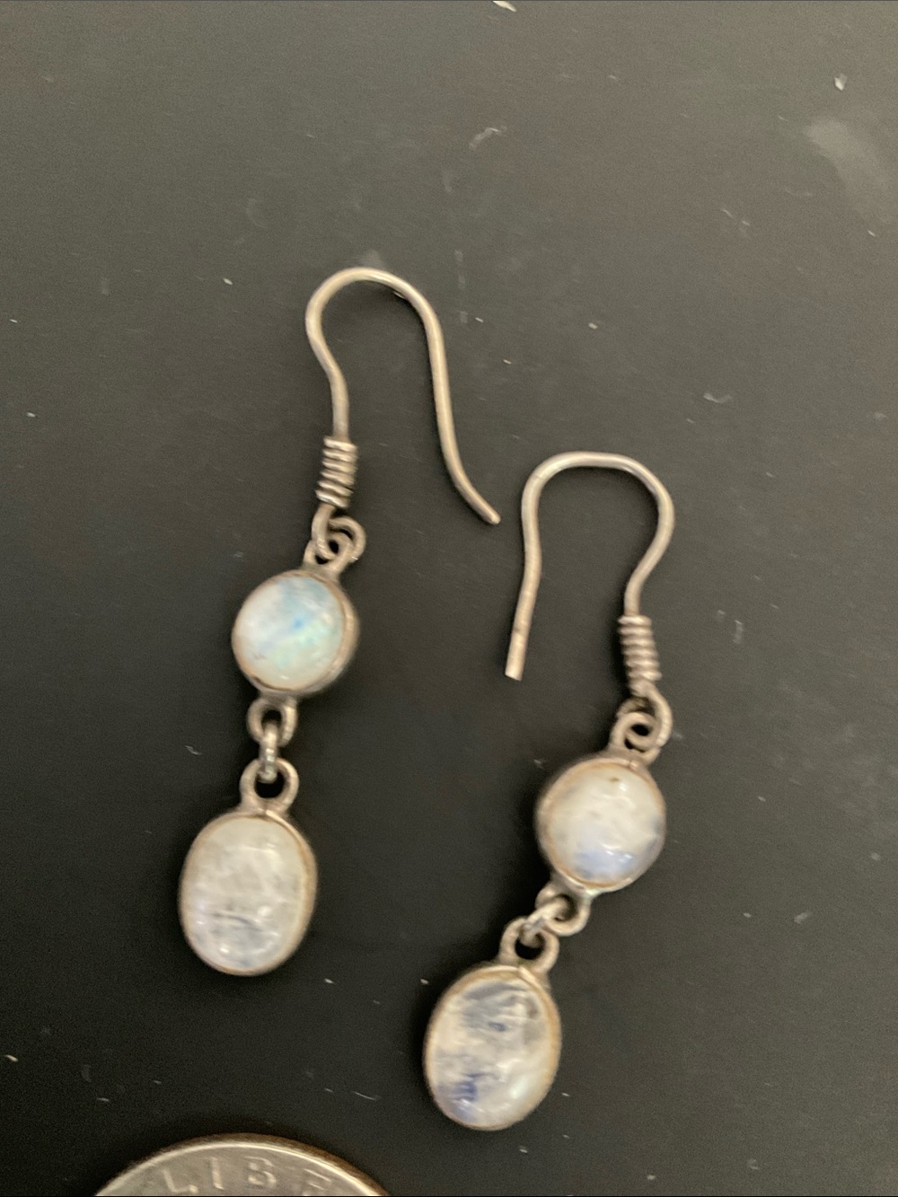Sterling Silver Moonstone Drop Earrings - Picture 3 of 4